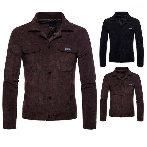 

printed homme outerwears corduroy designer mens coats lapel neck long sleeve loose man jackets spring autumn, Black;brown