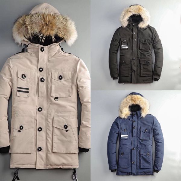 

2020 new classic down jacket canada jacket long down jacket hooded 150 thick fashion parka winter jackets mens designer, Black