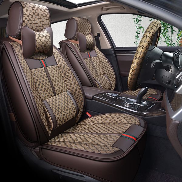 

2021 new style fashion four seasons flax car seat cover for toyota rav4 corolla vios breathable fabric protective pad cover cushion covers