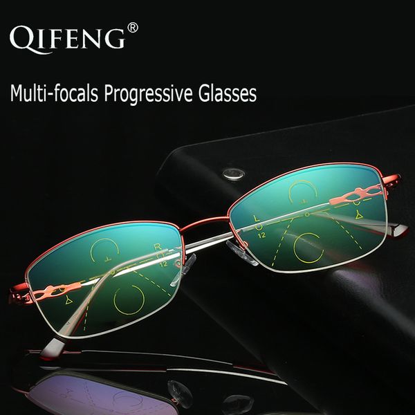 

qifeng multi-focal progressive reading glasses women presbyopic diopter eyeglasses female eyewear +1.0+1.5+2.0+2.5+3.0+3.5 qf215, White;black