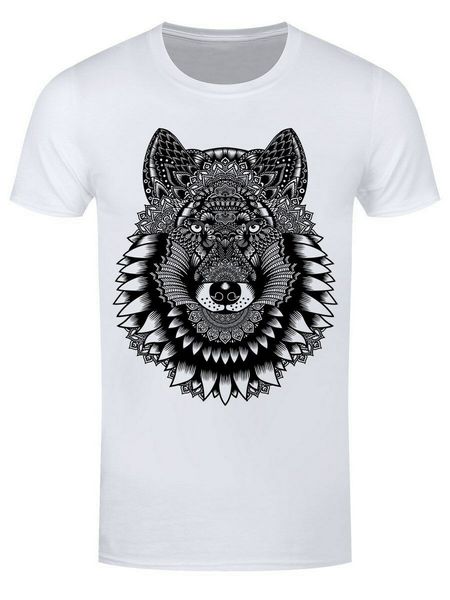 

unorthodox t-shirt wolf mandala men's white cotton new funny tee shirt