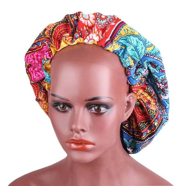

wholesale 10pcs/lot african women hair bonnet ankara printing satin silky inner turban head wrap skullies beanie cap tb-fz, Blue;gray