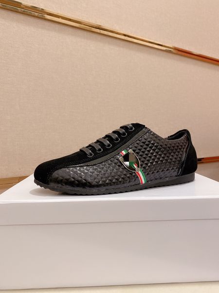 

2020 new fashion men's layer cowhide shoes fashion brand casual shoes men's sports shoes, Black