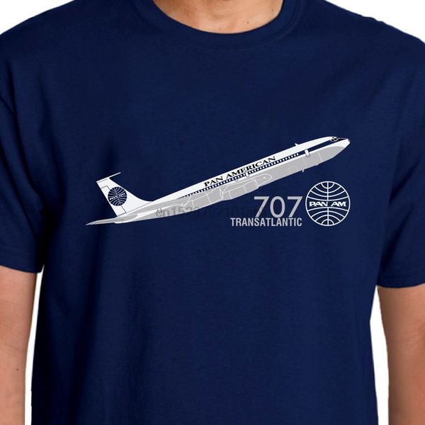 

2019 100% cotton aeroclassic - pan am boeing 707 inspired t-shirt summer style tee shirt