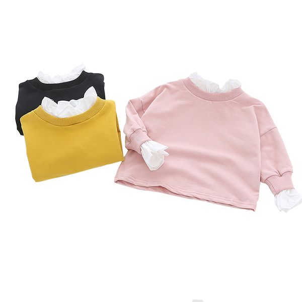 

color baby girls sweatshirt kids long sleeve toddler girl cotton sweatshirts casual stitching hoodies child clothes, Blue