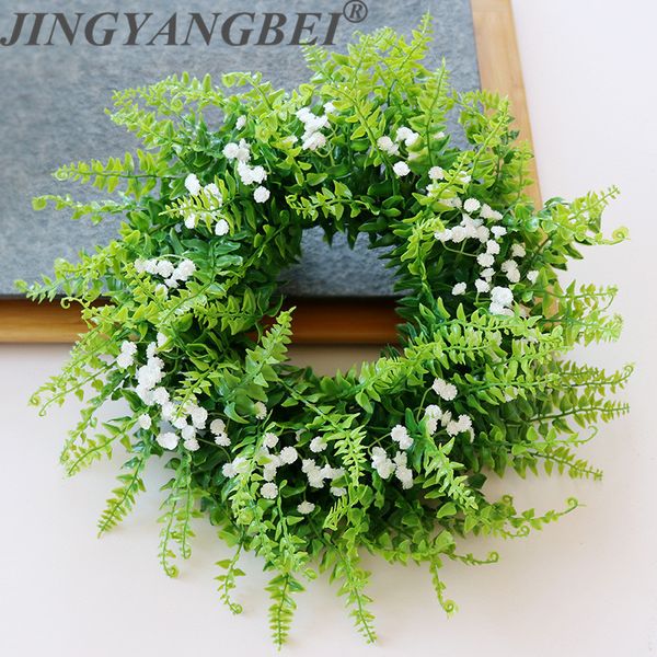 

green plastic gypsophila wreath artificial plants persian fern grass garland weeding scenes decoration home wall flowers