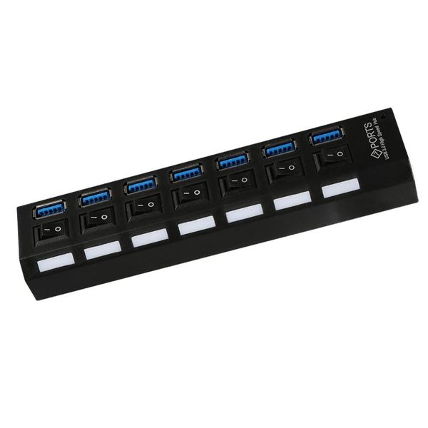 

7 ports usb 3.0 hub splitter led light adapter charging port electronic switch 5gbps uk plug