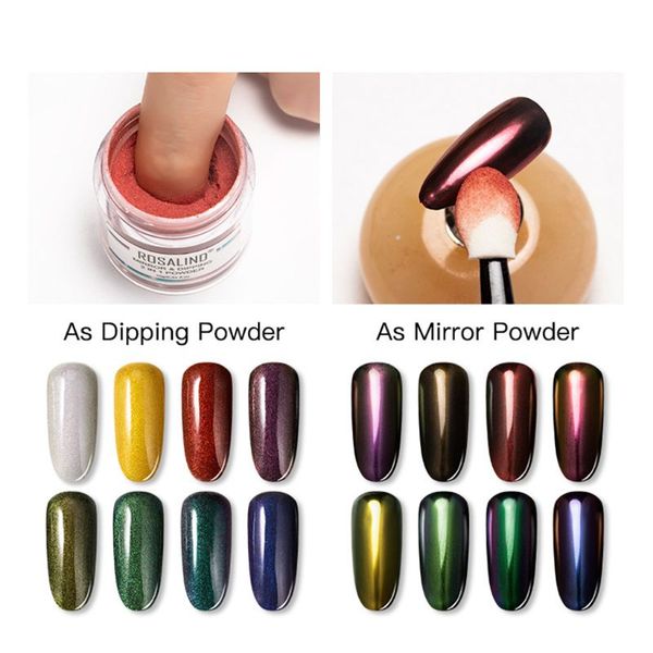 

10g 2 in 1 mirror effect and dipping nail powder glitter wetting nail powder uv gel manicure decoration art care tool, Silver;gold