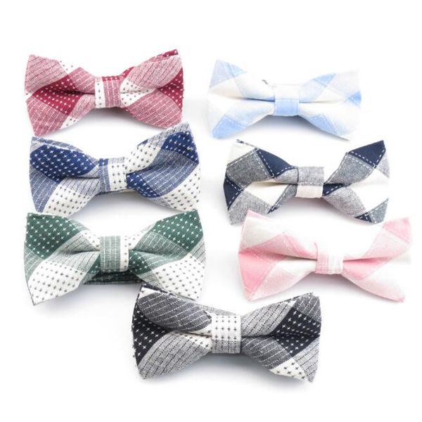 

men plaid bow tie women 100% cotton bowties england fashion bowtie business bridegroom groomsman butterfly male adjustable, Blue;purple
