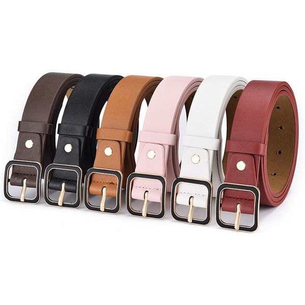 

new female fashion casual square buckle wide belts for women pinceis jeans belt women's pu leather gold pin buckle strap black, Black;brown