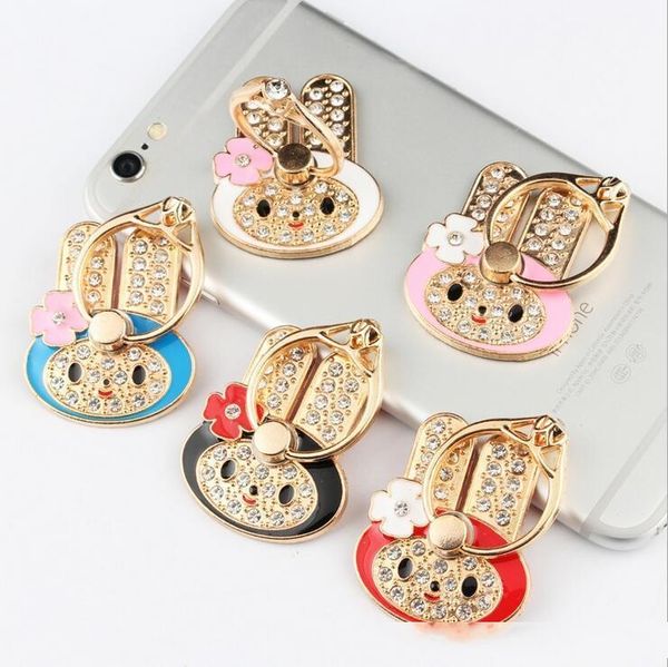 

cgjxs rabbit ear ring buckle bracket mobile phone color diamond rabbit ear phone car bracket buckle