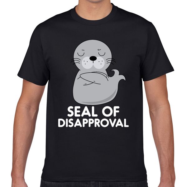 

t shirt men seal of disapproval funny white geek short male tshirt xxxl