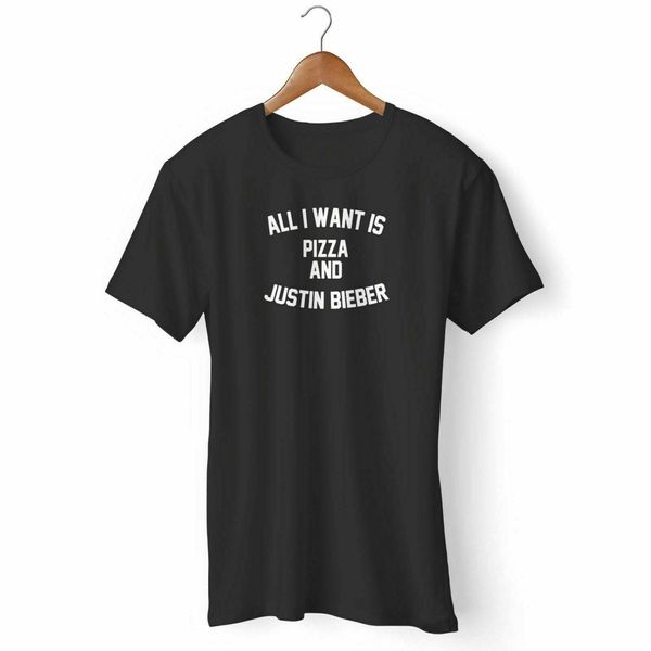 

all i want is pizza and justin bieber woman's & man's shirt usa size s-xxxl zm1 tee shirt homme t shirt men funny