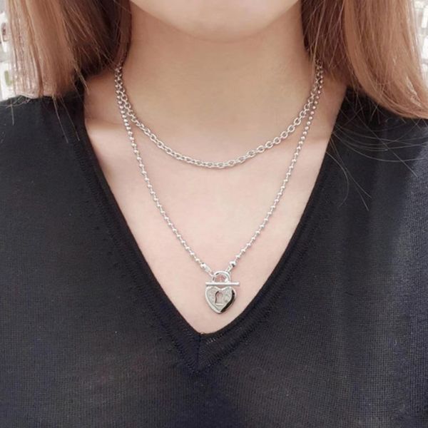 

bohemian fashion vintage gold heart pendant necklace for women charm pearl long necklace 2020 jewelry party anniversary cnl384, Silver