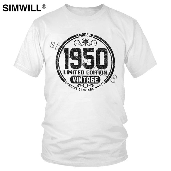 

classic men 100% cotton made in 1950 limited edition genuine tee short sleeved round neck father's birthday gift casual tshirt