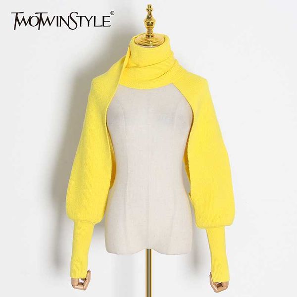 

twotwinstyle casual knitting scarves for women solid sleeve bib shawl cape elasticity women scarf accessories 2020 fashion tide, Blue;gray
