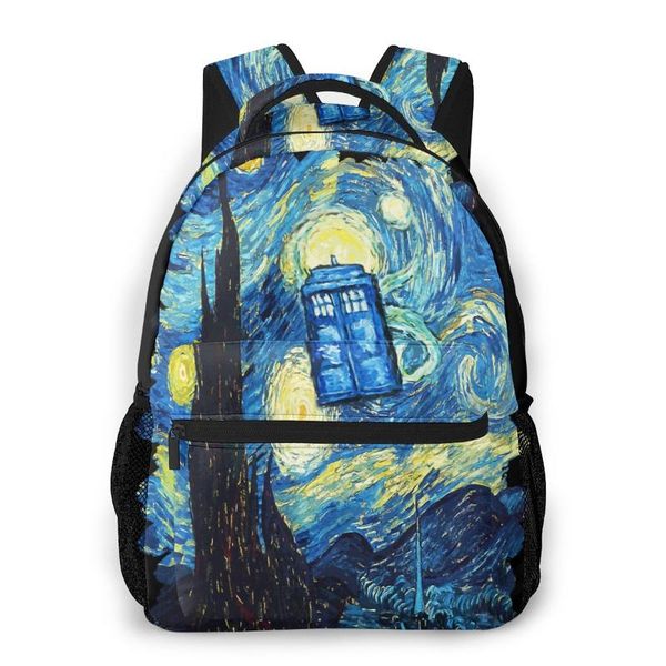 

starry night backpack for girls boys travel rucksack who printing