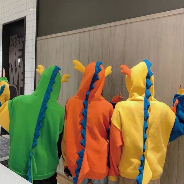 

dinosaur hoodie women thick fleece hoodie sweatshirt homme hooded casual fleece loose cute hoodies korean hoodie pollover winter, Black