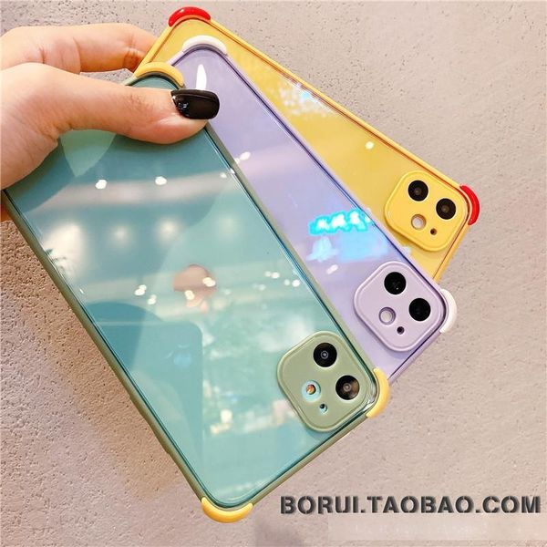 

simple contrasting transparent for iphone11 phone case 8p apple 11promax couples xr soft xs drop-resistant se