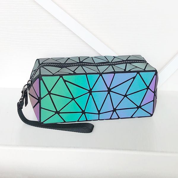 

geometric cosmetic bag for women luminous makeup bag ladies zipper cosmetics organizer folding travel make up