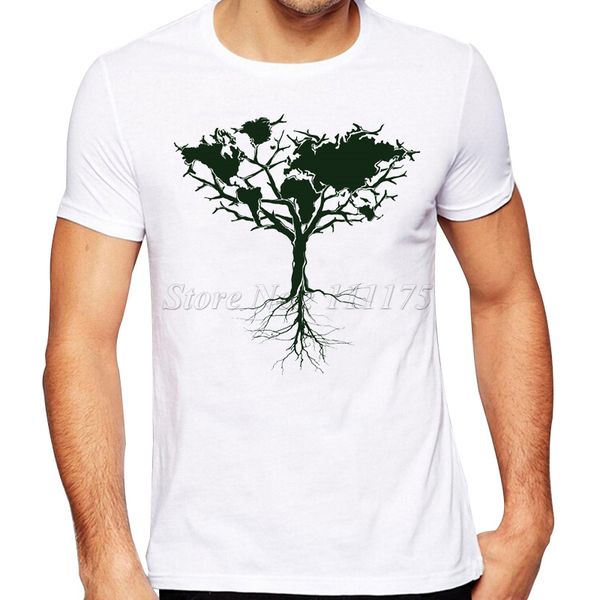 

2019 summer fashion earht tree printed t shirt men's cool design custom hipster tees