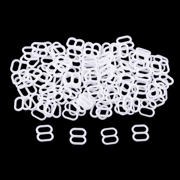 

100pcs 6mm nylon adjustment 8 hook bra slider buckle bikini fasteners, Black