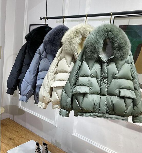 

women's down & parkas jacket 90% duck jackets women short puffer coat thick female real fur collar ladies feather clothes, Black
