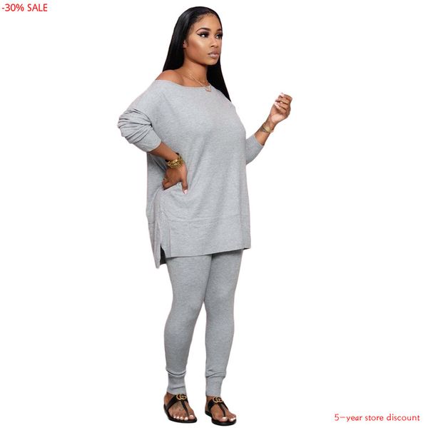 

long sleeve t shirt tee long pants jogger set 2 piece sets womens outfits women three quarter lantern sleeve o neck loose, Gray