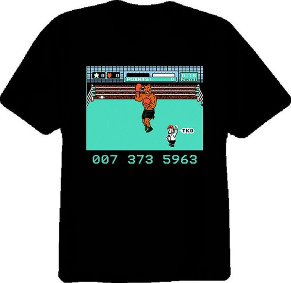 

punch out retro classic video game men's black t-shirt size s-3xl men brand printed 100% cotton t shirt loose clothes