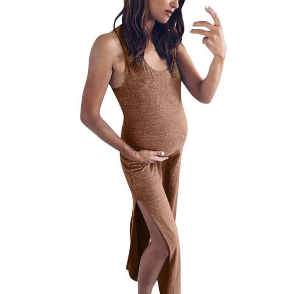 

new product women solid pregnant maternity maternity props bodycon casual long dresses gown-20, White