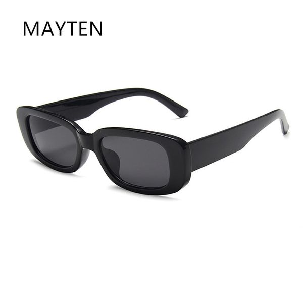 

trendy black sunglasses women 2020 brand designer rectangle thick frame fashion sun glasses shades for ladies uv400, White;black