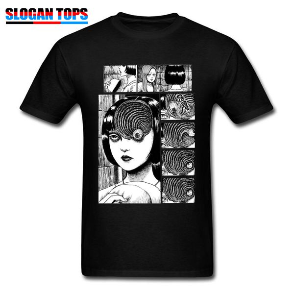

men uzumaki 100% cotton t shirt junji ito tees horror manga crew neck youth t shirts casual short sleeve tees wholesale