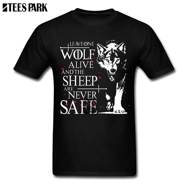 

men round neck short sleeve tee shirts leave one wolf alive and the sheep are never safe game of cool t shirts teenage