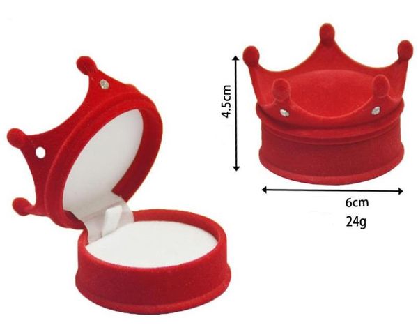 

wholesale 150pcs crown shape velvet rhinestone wedding engagement ring box for earrings jewelry display gift box holder sn3101