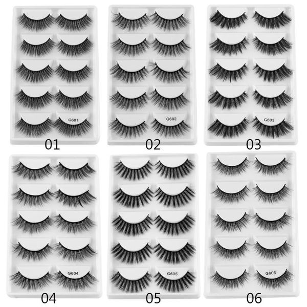 

5 pairs 5d faux mink hair false eyelashes natural long wispies lashes handmade cruelty-criss-cross eyelashes makeup tools