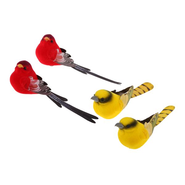 

4pcs artificial realistic decor fake bird simulation home ornament bird