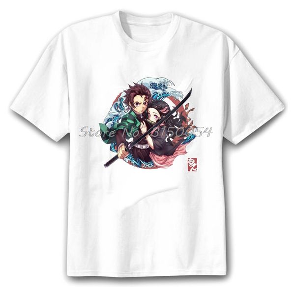 

demon slayer kimetsu no yaiba t-shirt anime couple summer kawaii print t shirt cotton loose men tees harajuku