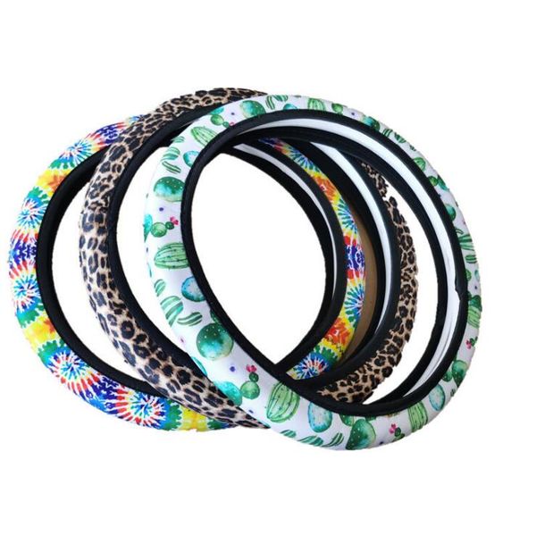 

neoprene car steering wheel cover sunflower pattern universal for party wedding diy styling decoration anti-slip cushion protector hhf1712