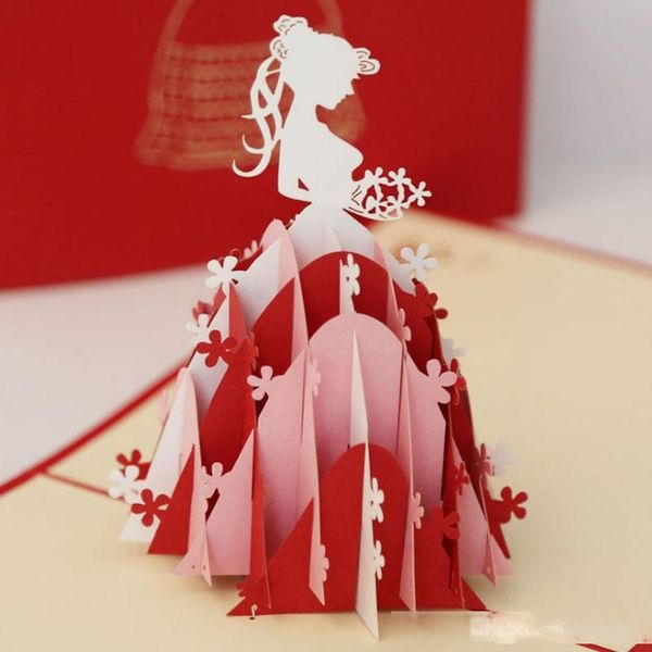 

new 3d bridal princess dress wedding invitation greeting cards party gift paper post home decoration ing