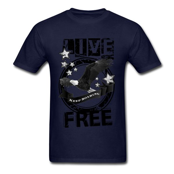 

live men's tees normal t-shirts autumn tshirt wholesale mans t shirt cotton fabric clothes eagle print blue