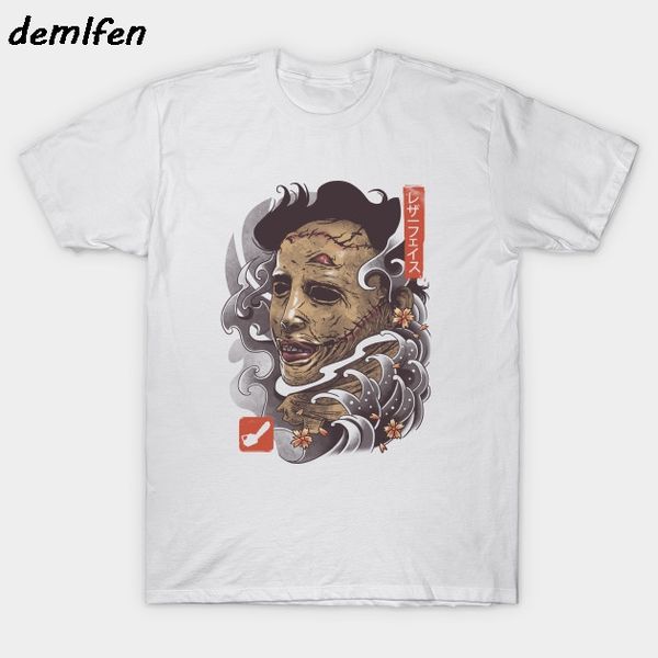 

texas chainsaw massacre tshirt oni кожа маски tshirt аниме мужчины с коротким рукавом o-шея рубашка вскользь тройников вершины harajuku стри