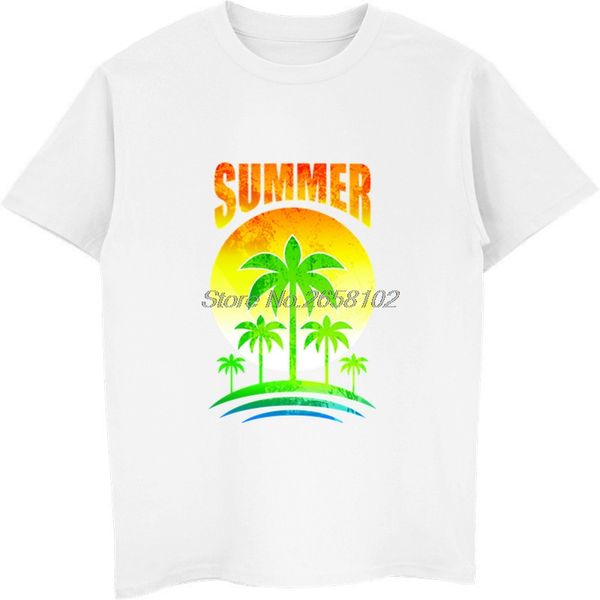 

new summer holiday beach palm tree sunset letter cartoon design t-shirt men cotton shirt hip hop & tees harajuku streetwear