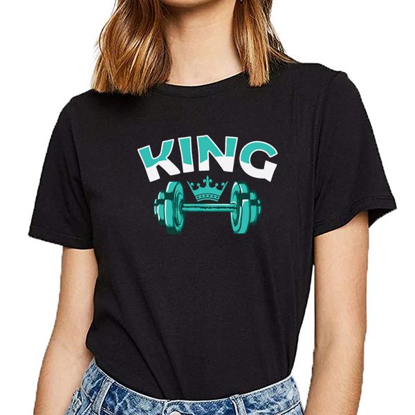 

t shirt women partnershirt fitness king queen humor white short female tshirt