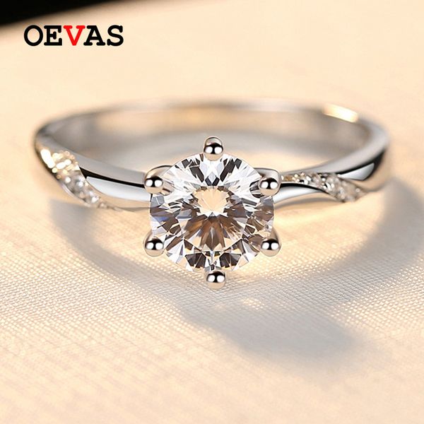 

oevas твердые стерлингового серебра обручальные кольца для женщин партии игристых 7мм циркон обручальное бирде диапазона fine jewelry подарк, Golden;silver