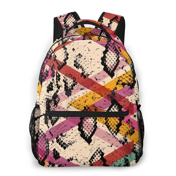 

mountaineering backpack snake skin black magenta print shoulder bags backpacks