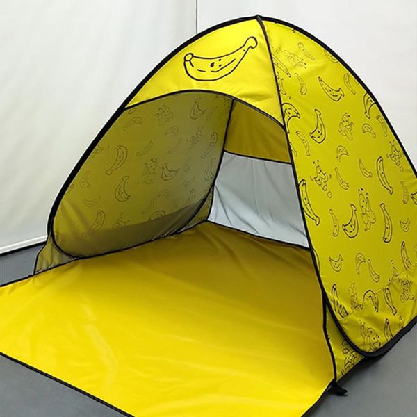 

banana print portable automatic up beach tent sunscreen rainproof outdoor camping hiking hunting shelter tent for children