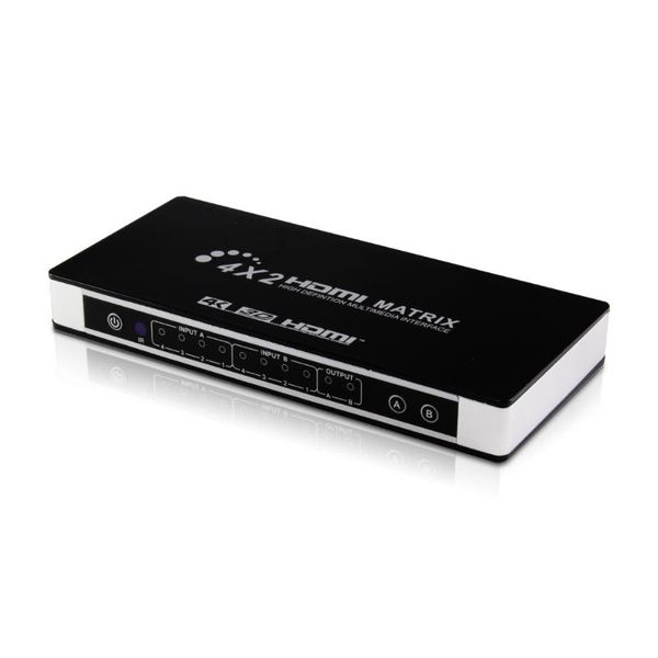 

hdmi 4x2 matrix 4 in 2 out with edid switch audio separation 4k hd hdmi matrix hy-4402-v0-c black