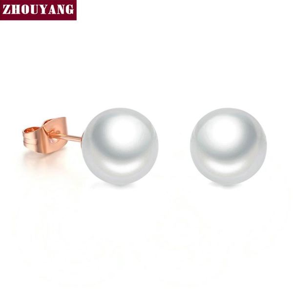 

zye240 simulated-peart earring rose gold color stud earrings jewelry austrian crystal, Golden;silver