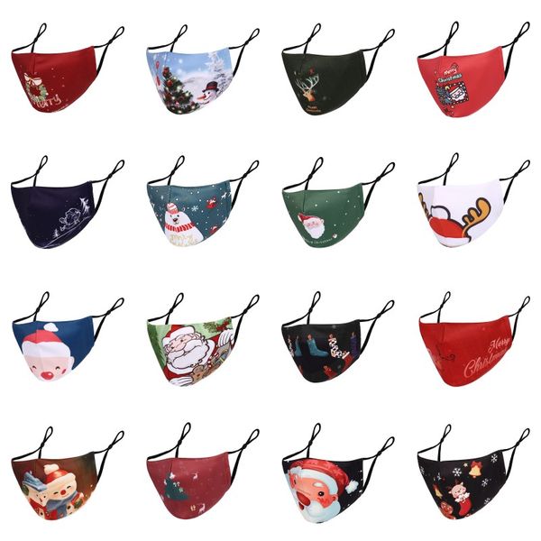 

merry christmas face masks man woman xmas washable and reusable pm2.5 dustproof masks polyester spandex santa moose design masks