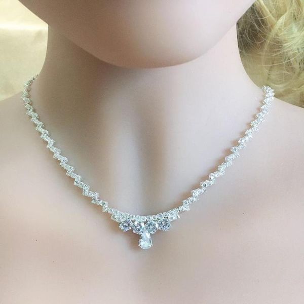 

chokers fashion luxury crystal zircon necklace women's wedding accessories chain banquet jewelry gifts, Golden;silver